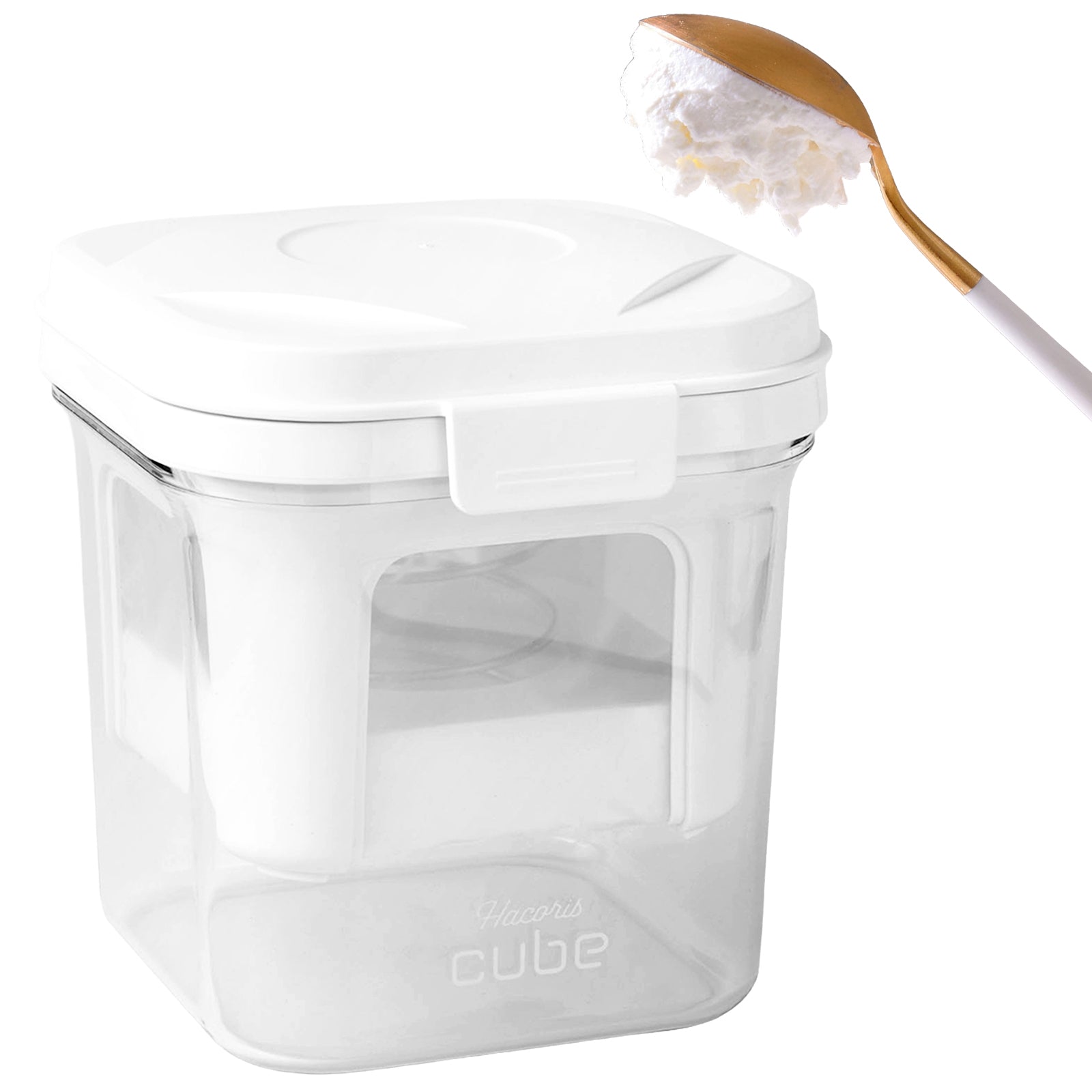 濃厚グリークヨーグルトメーカー〈Hacoris cube-ハコリスキューブ-〉【バネ付き／大容量1ℓ分水切り可能】
